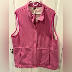 Lands' End 3X Pink Sweatshirt Vest - Full zipper, 2 front pockets